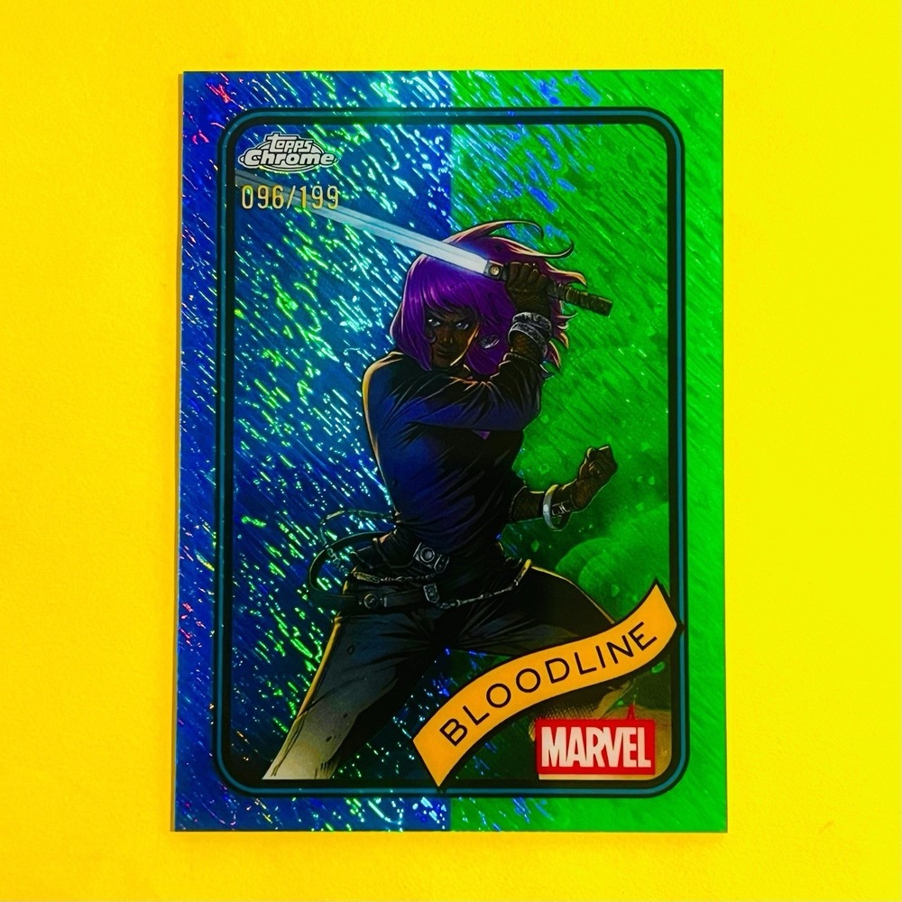 2025 Topps Chrome Marvel Bloodline #9 Blue Green Shimmer Refractor /199